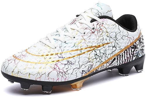 DimaiGlobal Zapatillas de Fútbol Hombre Spike Aire Libre Low-Top Profesionales Atletismo Entrenamiento Calzado de Fútbol Botas de Fútbol Tacos de fútbol Zapatos de Deporte 41EU Blanco