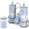 Baroni Home Menage - Aceite de vinagre de sal y pimienta de cerámica con soporte de metal, accesorio de cocina colorido, resistente, línea mayólica azul, 21 x 8 x 22 cm