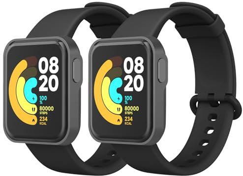 Oumida 2 Pièces Bracelet Compatible avec Xiaomi Mi Watch Lite/Redmi Watch, Sport Silicone Souple pour Xiaomi/Redmi, Noir+Noir