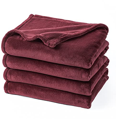 PHF Kuscheldecke Flauschig Fleecedecke 150x200cm - Oeko-Tex Weich Warm Wohndecke, Decke Blanket für Couch Sofa Bett, Tagesdecken & Kuscheldecken, Sofa überwurfdecke, Weinrot