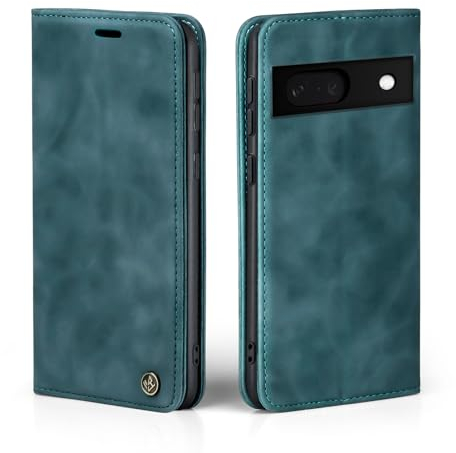 LBH Handyhülle für Google Pixel 7a in Petrol Blau mit Karten- und Geldfach Smartphone Hülle mit Standfunktion Flip Case Schutzhülle Magnetverschluss Vintage