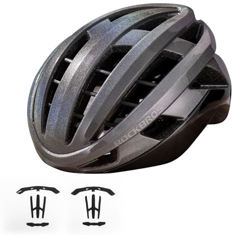 ROCKBROS Fahrradhelm Integrierter Radhelm, Leichter Cityhelm Rennradhelm, Robuster Atmungsaktiv für Mountainbikes Rennräder Unisex Erwachsene Damen und Herren L(58-62cm) Silber-glänzend