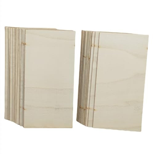 Confezione da 30 fogli rettangolari in compensato non finiti, 10 x 20 x 0,2 cm, in legno di tiglio, per artigianato, pittura, incisione