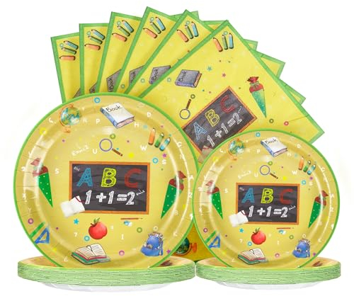 Einschulung Partygeschirr Set fur 25 Gaste,Schulanfang Einschulung Deko Geschirr Junge Mädchen Schulkind Pappteller Servietten Schulanfang Einschulung Schulanfang Partyset