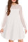 Arshiner Girls Dress Puff Long Sleeve Dress Mesh Dress A-line Casual Kids wear Party Dress with Pocket White 150 11-12 Years