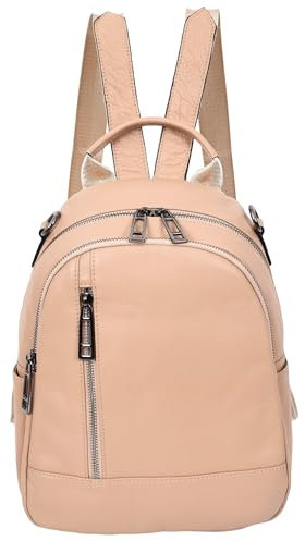 Zaino da donna in vera pelle stile casual Victoria, Rosa, S