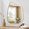 HLFMVWE Irrégulier en Bois Miroir Mural encadré Moderne Ovale asymétrique Unique Miroir Suspendu Artistique ondulé Miroir décor Salle de Bains vanité Chambre à Coucher Salon entrée Couloir