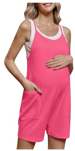 Combinaison de grossesse pour femme - Combinaison d'été ample - Sans manches - Bretelles spaghetti - Combinaison baggy - Taille haute - Grenouillère d'allaitement - Plage Boho - Pour femme enceinte -