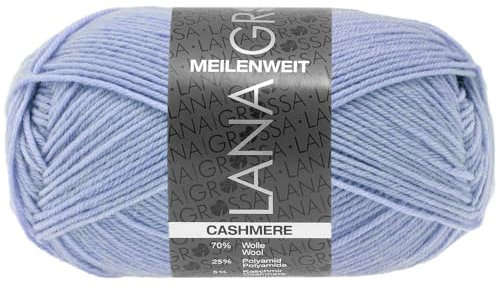 LANA GROSSA Meilenweit 50g Cashmere | Sockenklassiker, waschmaschinenfest | Handstrickgarn aus 70% Schurwolle (superwash), 25% Polyamid & 5% Kaschmir | 50g Wolle zum Stricken & Häkeln | 210m Garn FB62