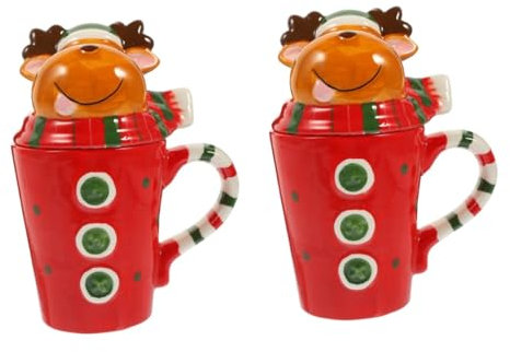 Cabilock 2 Piezas Taza de cerámica de Navidad taza de té navideña tazas de bebidas taza de navidad santa coffee cup coffee mug Tazas de cafe tazas de agua de cerámica taza de leche
