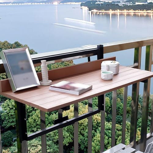 Mesa Colgante para Balcón con Barandilla - Plegable Al Aire Libre con Ganchos Ajustables para Terraza, Patio y Porche