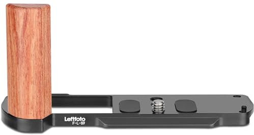 Leftfoto S9 Retro Handgrip L-Shape Bracket with Wooden Grip for LUMIX S9 Camera,with Built-in Bottom Arca Quick Release Plate,Black
