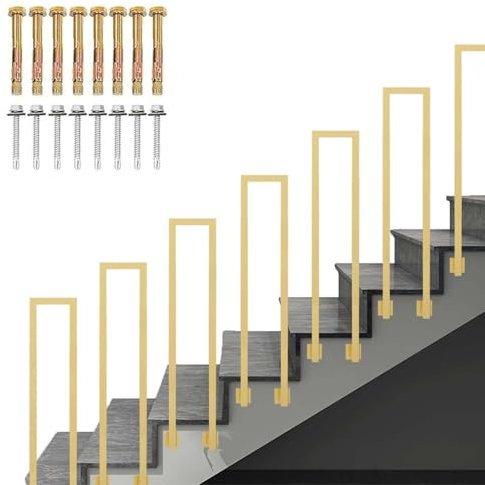 Yopappol U-Shaped Hand Rail for Outdoor & Indoor Stairs Balusters Handrail with Installation Kit, Metal Wrought Iron Stairway Railing for Decking Garden Terrace Balcony(35cm(1.1ft))