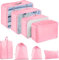 MOFELON Koffer Organizer - 8 Stück, Packing Cubes, Packwürfel für Rucksack, Travel Organizer Packtaschen Set mit Kleidertaschen Schuhbeutel Wäschebeute Kosmetiktasche, Reise Gadgets-Gepudert