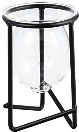 Tischpflanzenvase aus Metall und Glas, Schwarz, für Freesien und Pflanzen