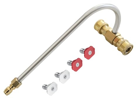Pressure Washer Gutter Cleaner Attachment with Pressure Washer Nozzle Tips, 1/4'' Quick Connect for Cleaning Brick Drain Driveway Roof, Max 4000PSI (Nozzles Kit)