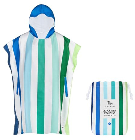 Dock & Bay Strandponcho für Erwachsene - Kapuzenhandtuch mit tiefen Taschen - Für Strand & Pool - Super Saugfähig, Schnell Trocknend - Lazy River, Medium (90x70cm, 35x28)
