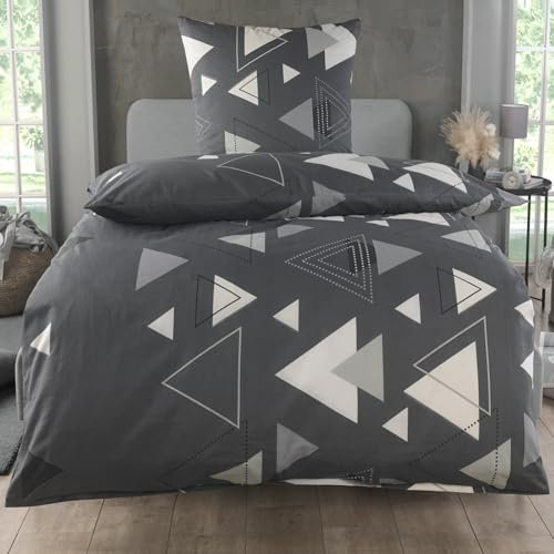 MALIKA Bettwäsche 155x220 Baumwolle Sets, Bettbezug 155 x 220 cm, Kissenbezug 80x80 cm, Renforcé, Oeko-TEX Bettwäsche mit Reißverschluss