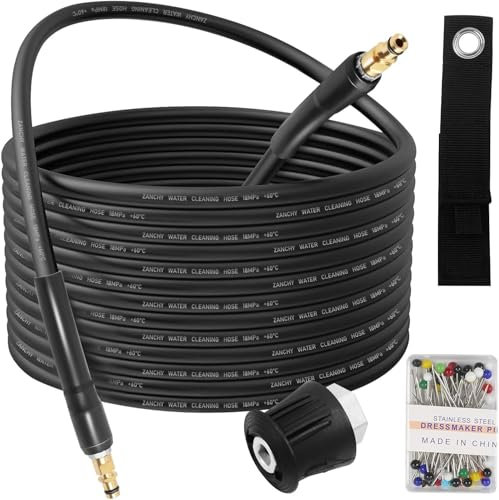 MaxEarn 15m Rohrreinigungsschlauch Set, 180 bar Rohrreinigungsset für Kärcher K1/K2/K3/K4/K5/K6/K7, Abflussreiniger 60°C mit Strahldüse Adapter for Hochdruckreiniger