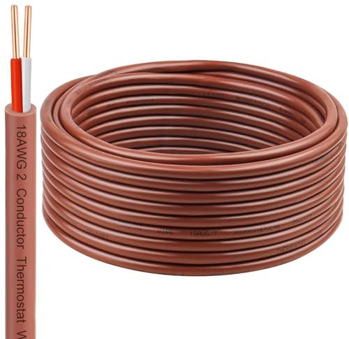 XRDS -RF Thermostat Wire 18/2 30FT Solid Copper, Low Voltage, 2 Conductor Thermostat Cable Ideal for Thermostats, HVAC Systems, Doorbells, and Security Systems