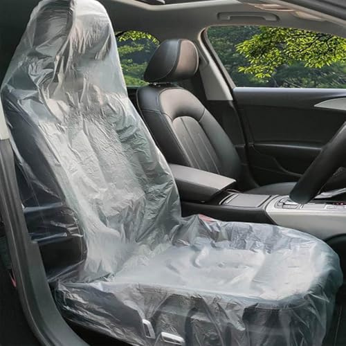 GGoty Einweg-Kunststoff-Autositzbezüge, staubdicht, transparent, wasserdicht, Fahrzeugschutz, Sitzschutzbezüge (100 Stück)