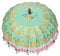 MAISONICA 2m Bali Handmade Sun Parasol Hardwood Garden Umbrella Pink Green Fringe and Gold