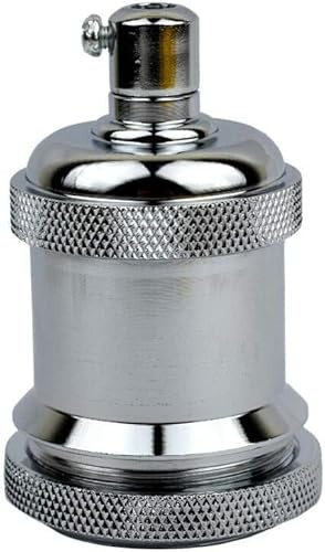 LEDSone E27 Vintage-Glühbirnenfassung, Keramik-Lampenfassung, Edison-Schraube, Glühbirnenfassungsadapter, ideal für Vintage-Edison-Glühbirnen, Antikmetall (Chrom)