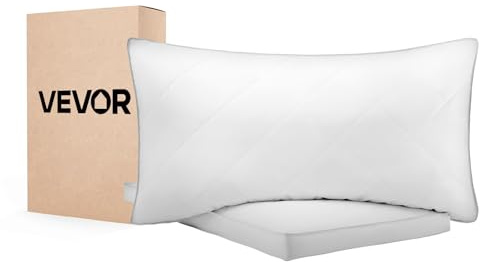 VEVOR Bed Pillows for Sleeping, Set of 2, King Size Luxury Quality Hotel Pillows with Original Down Alternative Filling, Supportive and Fluffy, Bedding for Back, Stomach and Side Sleepers, White