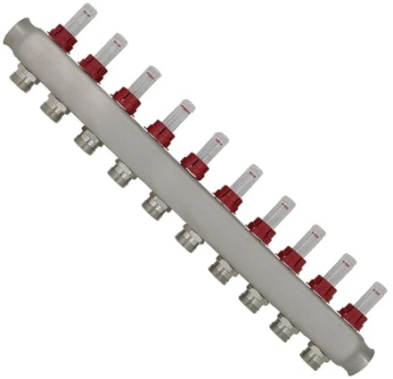 YINZHD Underfloor Manifold 2 3 4 5 6 7 8 9 10 11 12 Port With Flow Meter Regulator Ufh For Multilayer Pipe Pex(8 port)