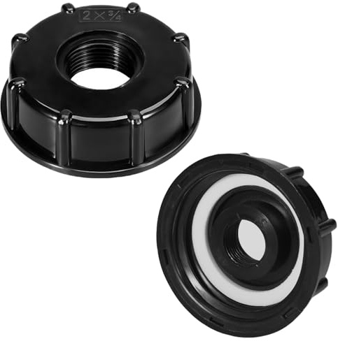 YOGAZEN 2 Stück IBC Adapter Kappe, IBC-Adapter 3/4 Zoll Innengewinde, Schwarz IBC Tank Deckel Container, Deckel Container S60x6 Zubehör Kappe Für 1000l Wassertank 3/4 Zoll
