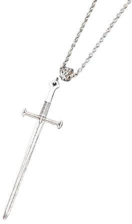 Hao Wu Xuan Herren Halskette Punk Kreuz Anhänger Halsketten für Männer Jungen, Retro Gothic Lange Messer Halskette, Hip Hop Schmuck Geschenk für Ihn Mode