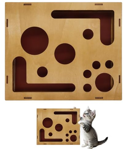 Caja de Actividades para Gatos con Lima para Garras, Caja de Juguetes de Madera con Rompecabezas para rascar, Caja de enriquecimiento con Rompecabezas para Gatitos