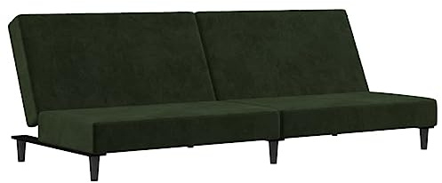 Schlafsofa, Schlafsofa, 2-Sitzer, Sessel, Sofa, Wohnzimmer, Dunkelgrün, Samt, 200 x 84,5 x 69 cm