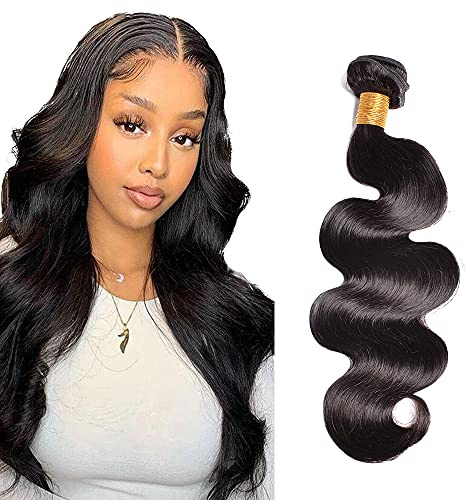 Zeslaerr Body Wave Human Hair Bundles Sew in Bundles Human Hair Echthaar Extensions Hair Black Unprocessed Virgin Menschliches Haar Minimal Smell Low Tangle For Women 1 Bundle 18 Zoll