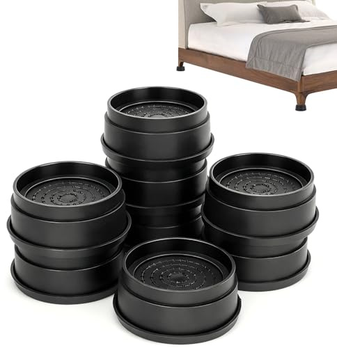 LYCXAMES Verstellbare Möbelerhöhung, 8 Stück Bett Erhöhung, Schwerlast Betterhöhung, Sofaerhöher, Möbelerhöhung Rund 2.7cm, 5.4cm, 8.1cm, Stapelbar, Tischbein Verlängerung, Möbel Erhöhung