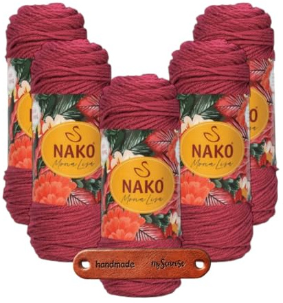 NAKO Mona Lisa 98237 Premium Wolle 5 x 100g Flauschiges Antipilling Garn für Pullover Strickjacken und Accessoires mit mySearose Label