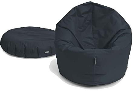 BuBiBag XXL Sitzsack, Riesensitzsack für Erwachsene - XXL Sitzsäcke, Sitzkissen oder Gaming Sitzsack, geliefert mit Füllung (145 cm Durchmesser, anthrazit)