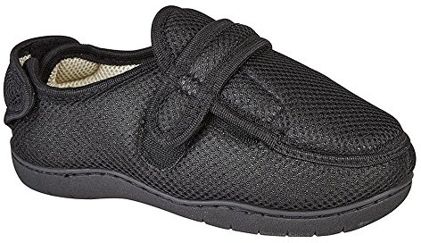 Zedzzz Josh Slipper: Mens Superwide, Multi Touch Fastening, Memory Foam, Black, 9/10 UK
