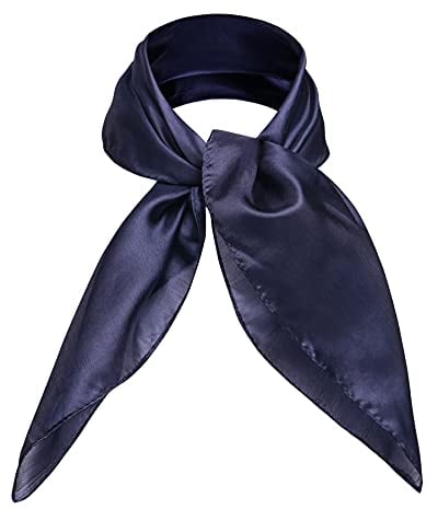 Basic Sense Plain 100% Genuine Mulberry Silk Small Square Scarf, 55 x 55cm (21.5 x 21.5 inches), Navy
