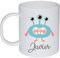 Kembilove Taza de Desayuno Infantil Personalizada – Tazas Plástico Personalizadas con el Nombre del Niño o Niña Vuelta al Cole – Diseño Muñecos Antenas