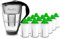 PearlCo - Carafe avec filtre à eau en verre - noir - 12 cartouches Alkaline classic incluse (compatible avec Brita Classic)
