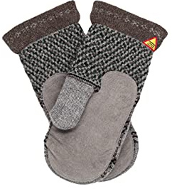 ÖJBRO VANTFABRIK – Fäustlinge mit Wildledereinsatz, 4-lagig, aus 100% Merinowolle, Größen S (6), M (7-9), L (10-11), unisex, warm & weich, folkloristisches nordisches Design