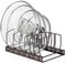 Toplife Pot Lid Organiser Rack for Kitchen Cupboard or Pantry, with 7 Adjustable Compartments, Brown
