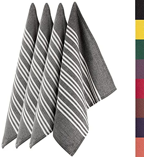 Sidorenko 4 Set Geschirrtücher aus Baumwolle - 45x75cm grau weiß gestreift - Küchenhandtücher - Trockentücher zum Abtrocknen