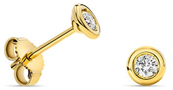 Miore – Ohrstecker aus 14 Karat Gelbgold (585) mit natürlichen Diamant im Rundschliff (0.15 Ct) – Bouton-Ohrringe mit Solitär Brillant für Damen in edler Zargenfassung – Allergenfrei & handgemacht