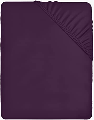 Utopia Bedding Fitted Sheet Double, Purple - Deep Pocket 14 inch (35 cm) - Easy Care - OEKO-TEX Certified - Soft Brushed Microfibre Fabric - Shrinkage and Fade Resistant - Bottom Sheet