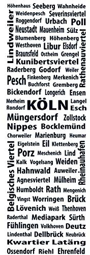 wall-refine WS-02161 | Stadtteile KÖLN -Schrift im Block- | 50 x 170 cm, schwarz, seidenmatt, Premium Wandtattoo Wandaufkleber der Extra-Klasse Wanddeko Wohnzimmer Büro Deko