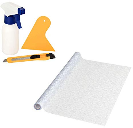 shelfmade Fensterfolie Milchglasfolie, SELBSTKLEBEND, statisch haftend, Sichtschutzfolie Blickschutzfolie für Fenster & Tür (90 x 200 cm inkl. Montage Set, kleine Quadrate)