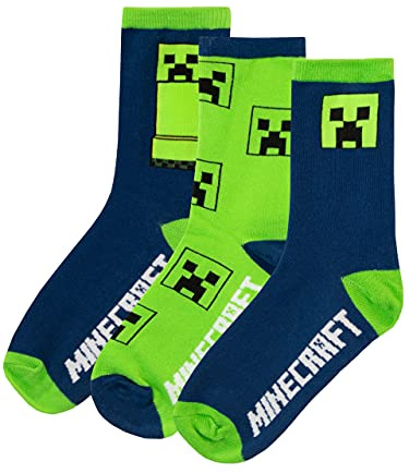 Minecraft Jungen Socken Packung mit 3 Creeper