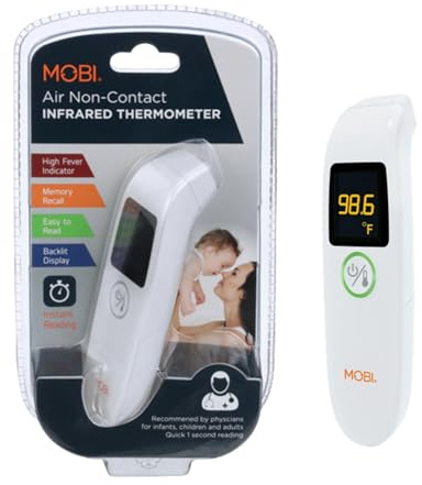 MOBI Air Non-Contact Forehead Thermometer w/Integrated Distance Sensor, Smart Medication Reminder & Memory Recall, Fever Thermometer, Forehead Thermometer, Digital Baby Thermometer, Body Temperature